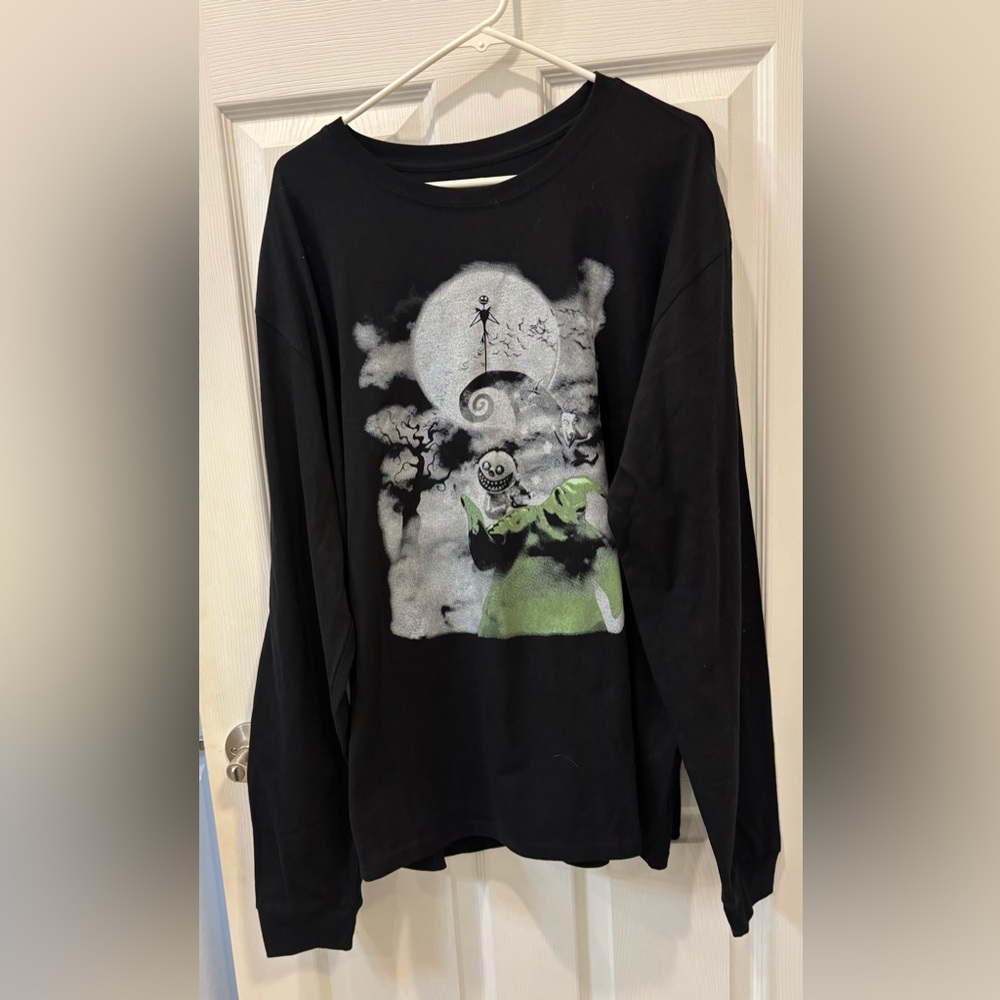 Disney Black Nightmare Before Christmas Graphic Long Sleeve Tee